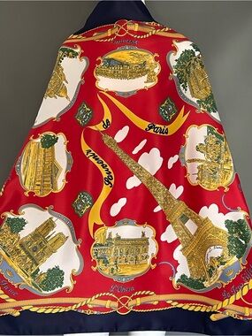Vintage Paris Scarf Souvenir Large 34 In Excellent Condition